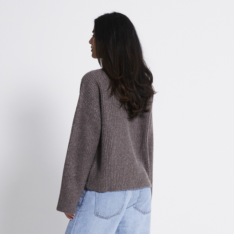 Zip knit cardigan "Zip Cardigan" Light Brown
